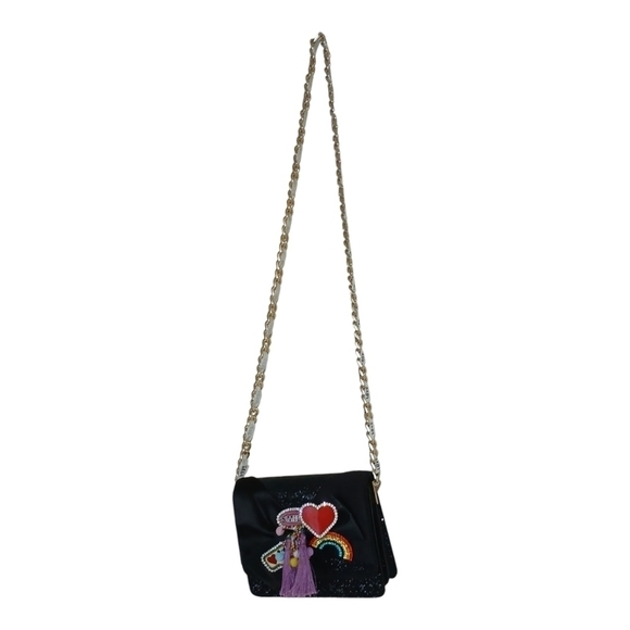 ALDO Black Red Glitter Embellished Crossbody Sling Bag - Picture 3 of 8